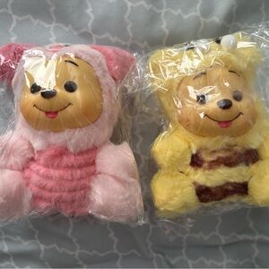 Winnie the Pooh Pink and Yellow Keychain Plush bundle